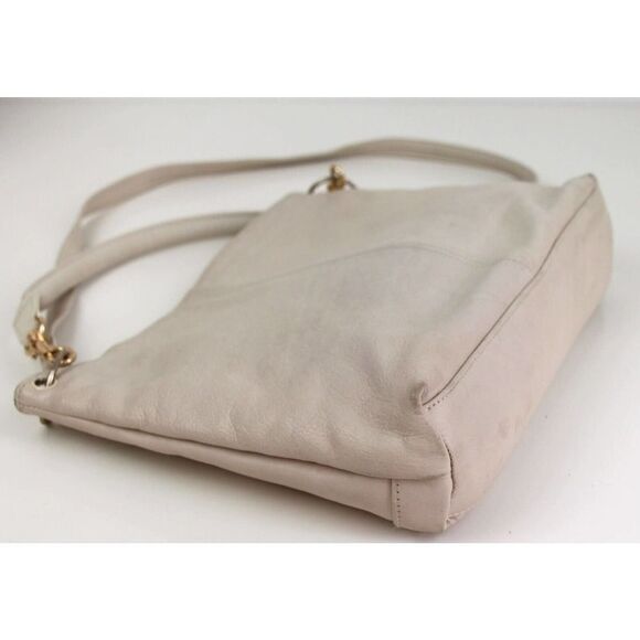 GIANI BERNINI CREAM WHITE GENUINE LEATHER SATCHEL SHOULDER BAG HANDBAG PURSE - Picture 6 of 15